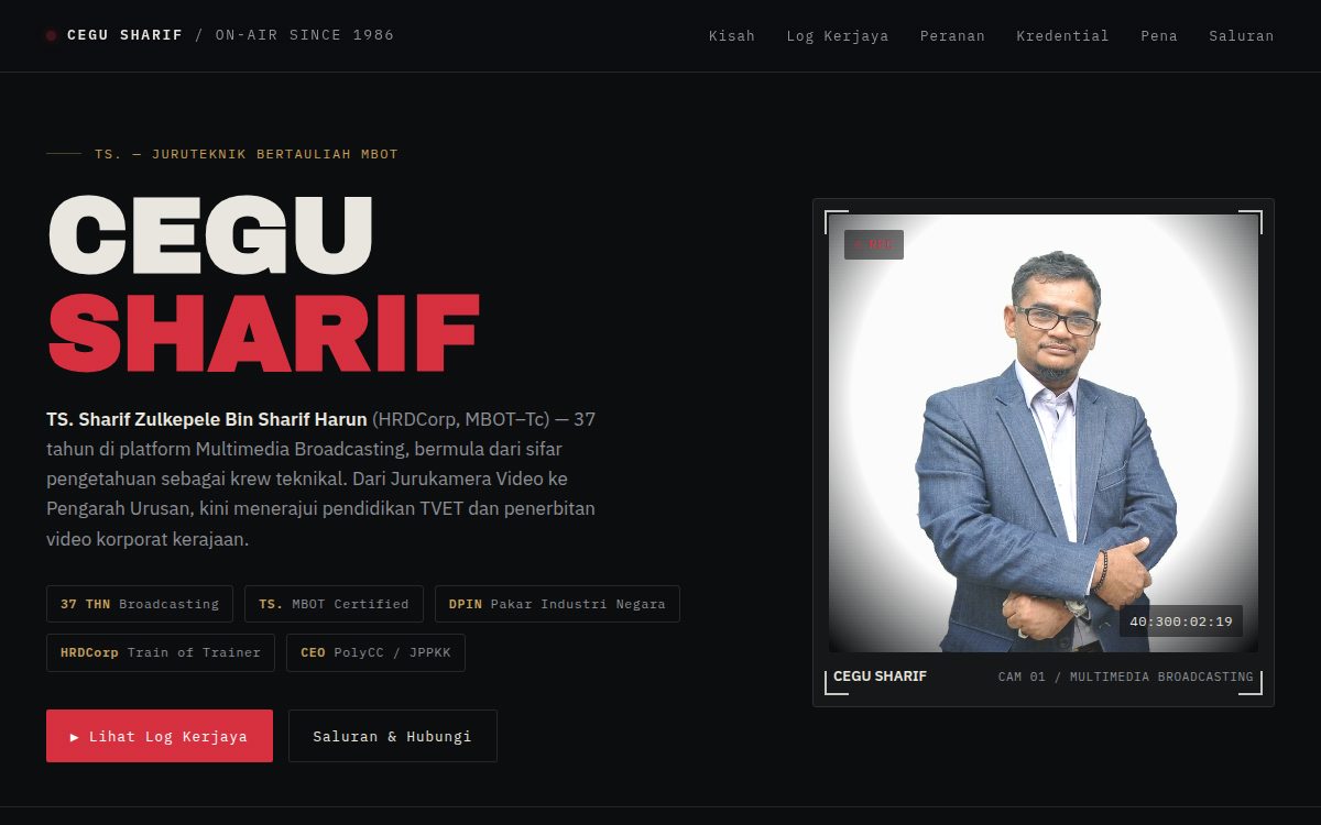 Cegu Sharif — tangkapan skrin laman sebenar