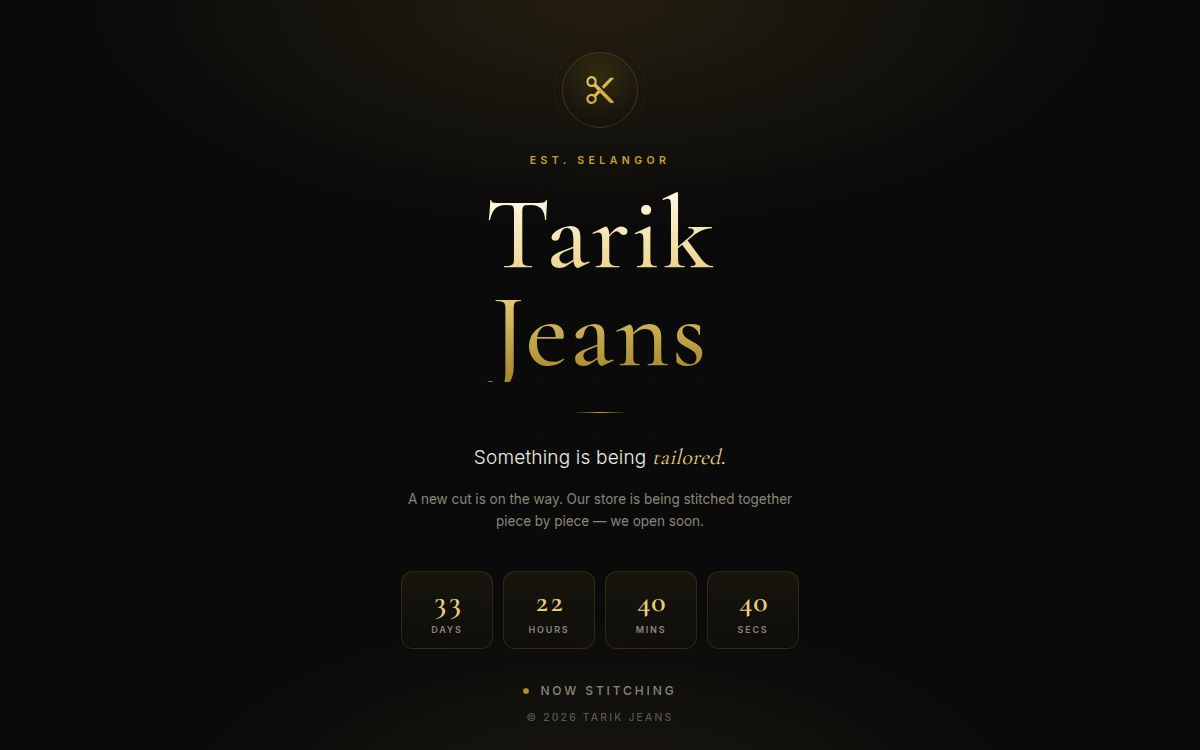 Tarik Jeans — tangkapan skrin laman sebenar