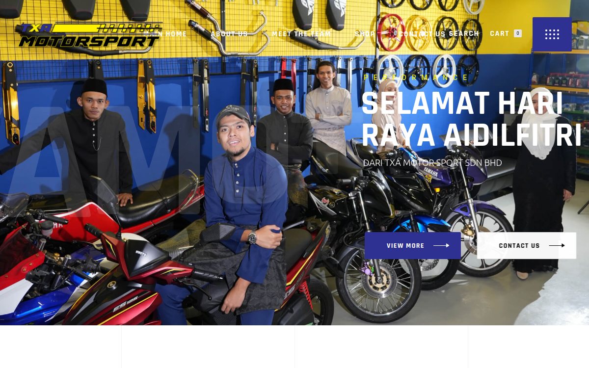 TXA Motorsport — tangkapan skrin laman sebenar